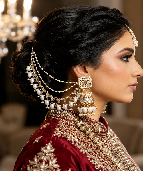 Mehandi Plated  Bahubali Jhumka with Maangtikka
