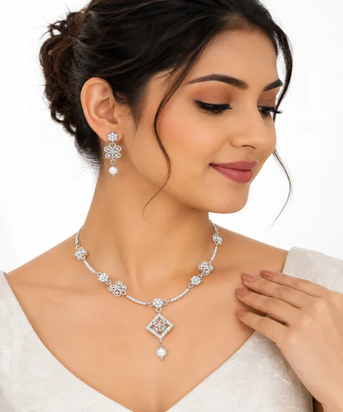 Rhodium Plated Butterfly Necklace for Girls and Women