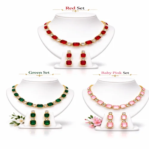 Combo of Three Necklace Set of Kundan Jewellery